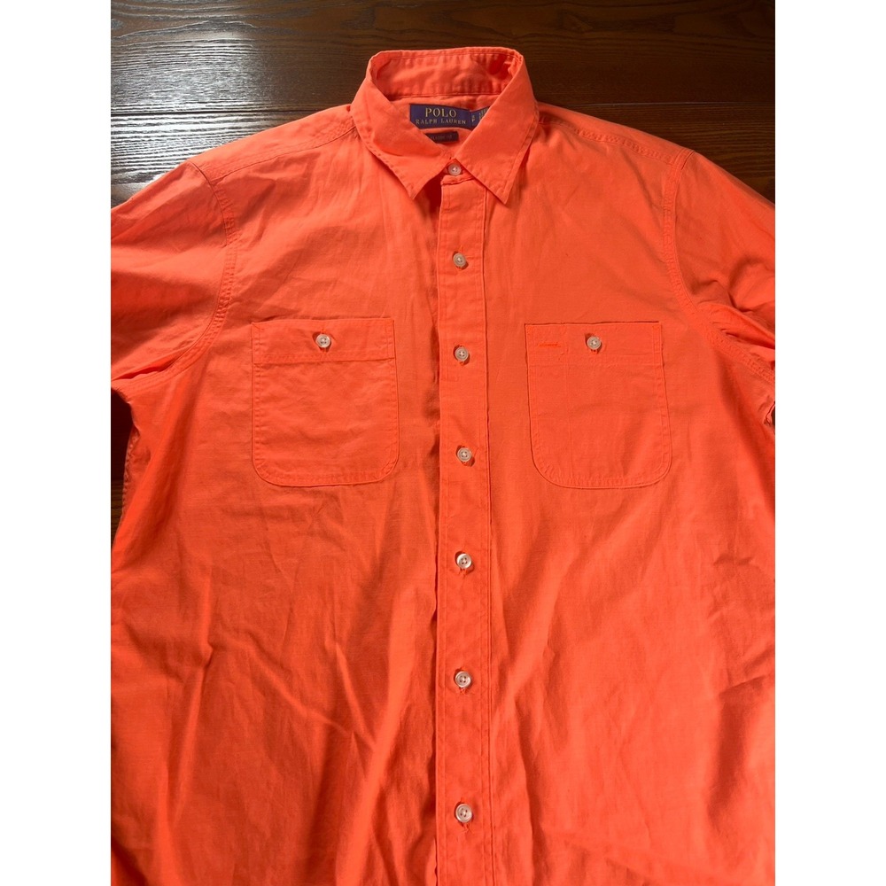 Polo Ralph Lauren Small Orange Classic Button Up Short Sleeve Men's Shirt EUC
